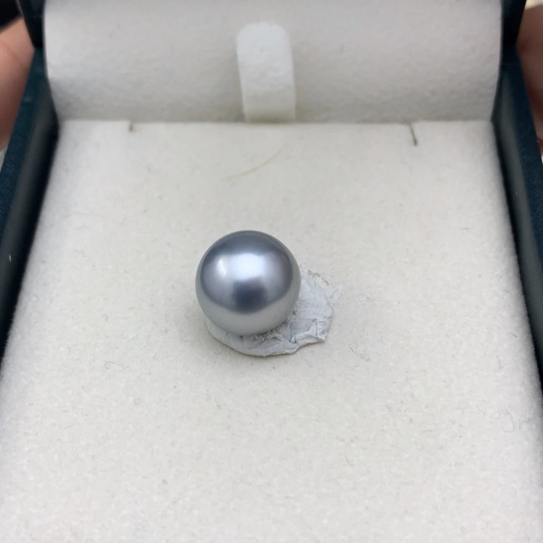 海水珍珠裸珠12+mm大溪地铂金灰