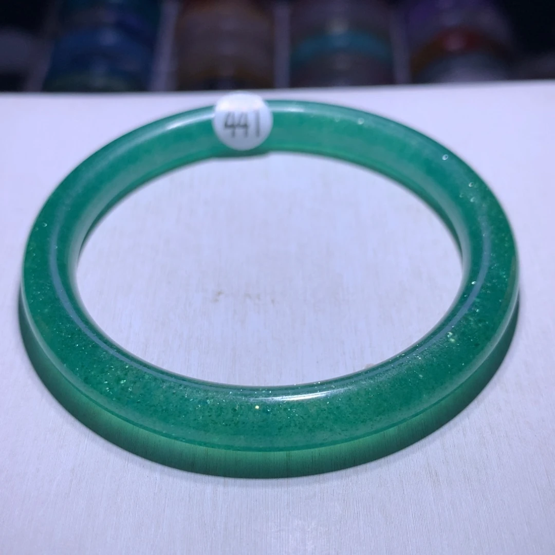 水晶手镯银S925镶嵌蓝绿草莓晶57.7圈441