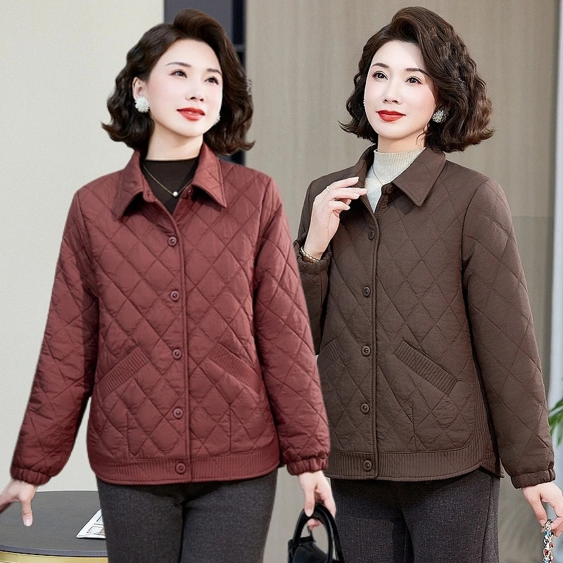 时尚妈妈装春季短款外套2025新款中老年气质洋气翻领上衣