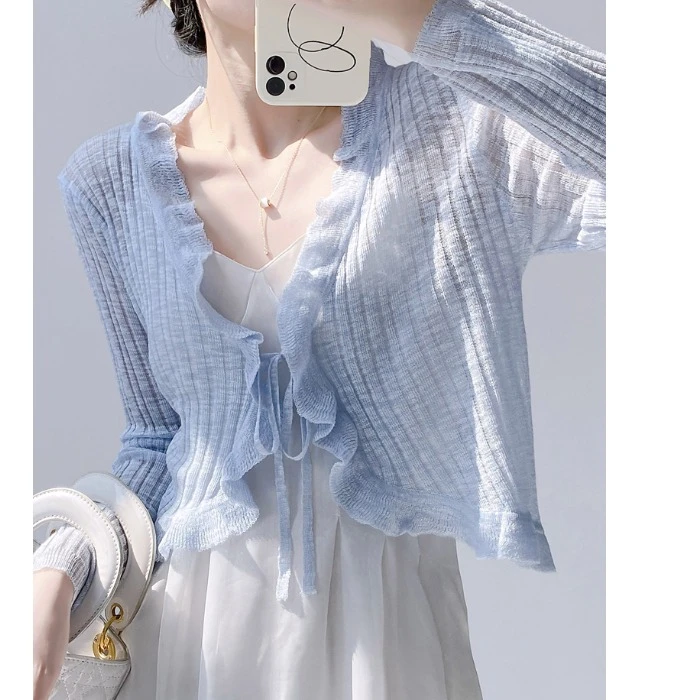 防晒针织开衫女薄款吊带裙外搭空调罩衫夏披肩冰丝小坎肩仙气外套