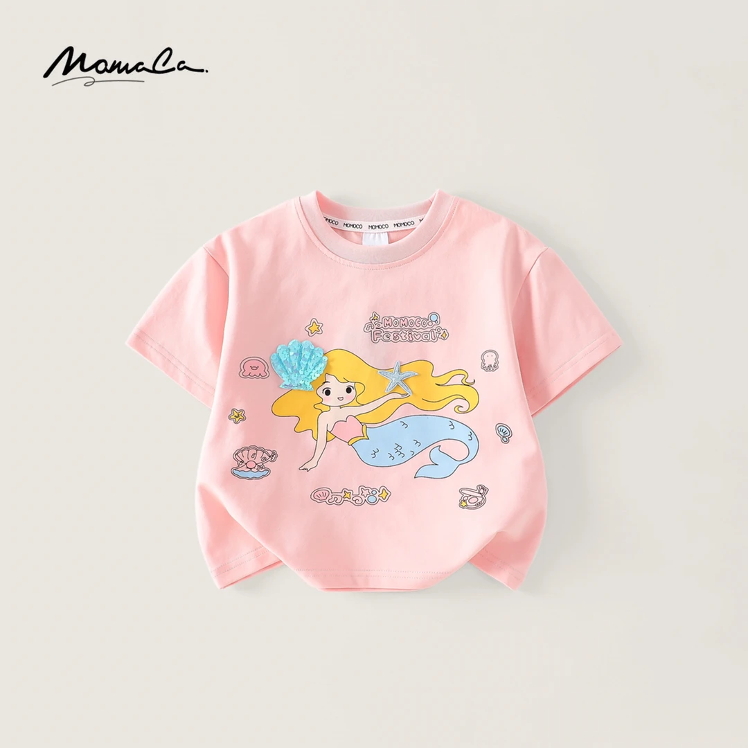 MOMOCO夏季款女童时尚美人鱼T恤宝宝上衣77620235011