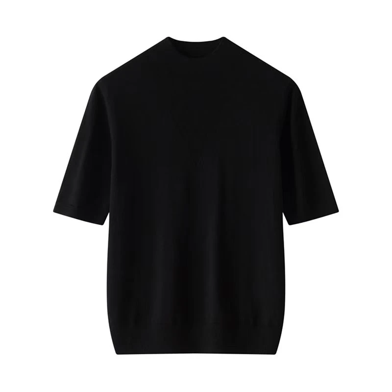 【不议价】女士精纺美丽诺纯羊毛圆领时尚薄款针织短袖经典套头衫