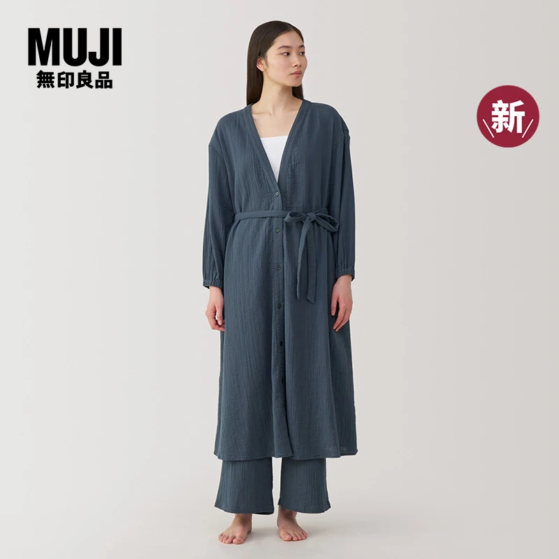 无印良品 MUJI 女式 杨柳纱织 长开衫女士睡衣上衣单件家居服新品