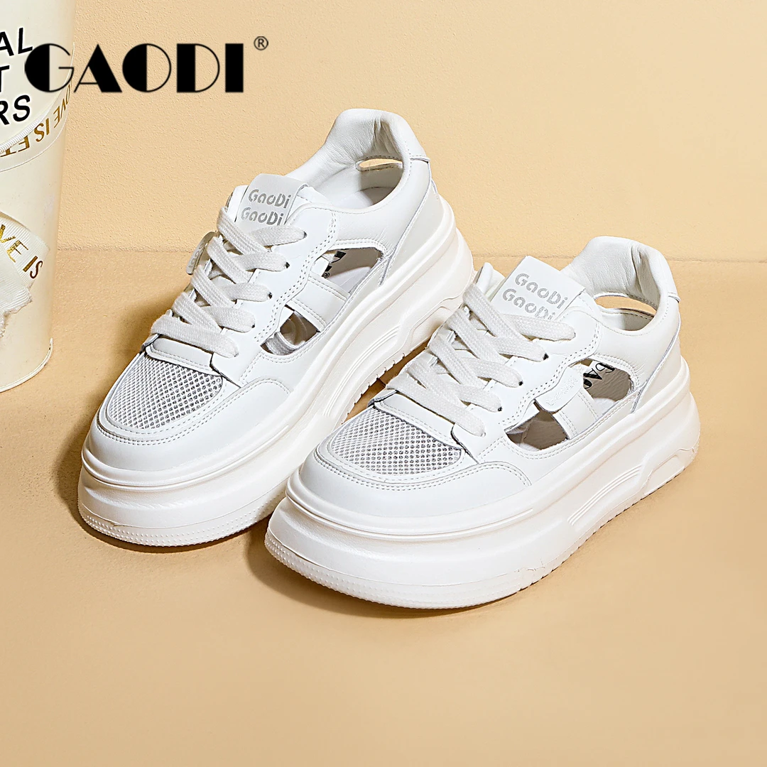 GAODI/高蒂透气厚底系带夏季镂空时尚休闲鞋网面女鞋53371-602