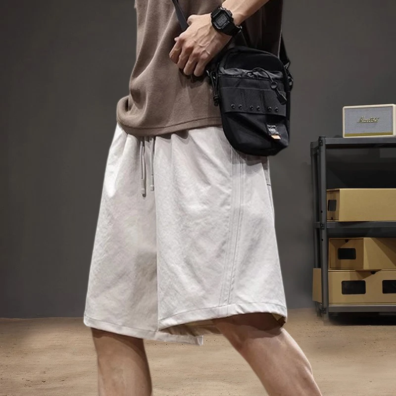 法国Cebrodz夏季新款纯色休闲短裤男士宽松直筒百搭五分工装裤