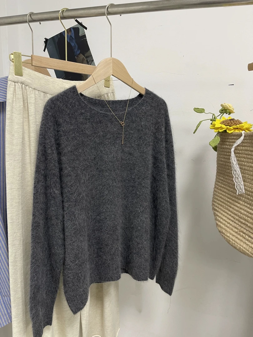 342/全毛拉绒套头纯色打底毛衣女