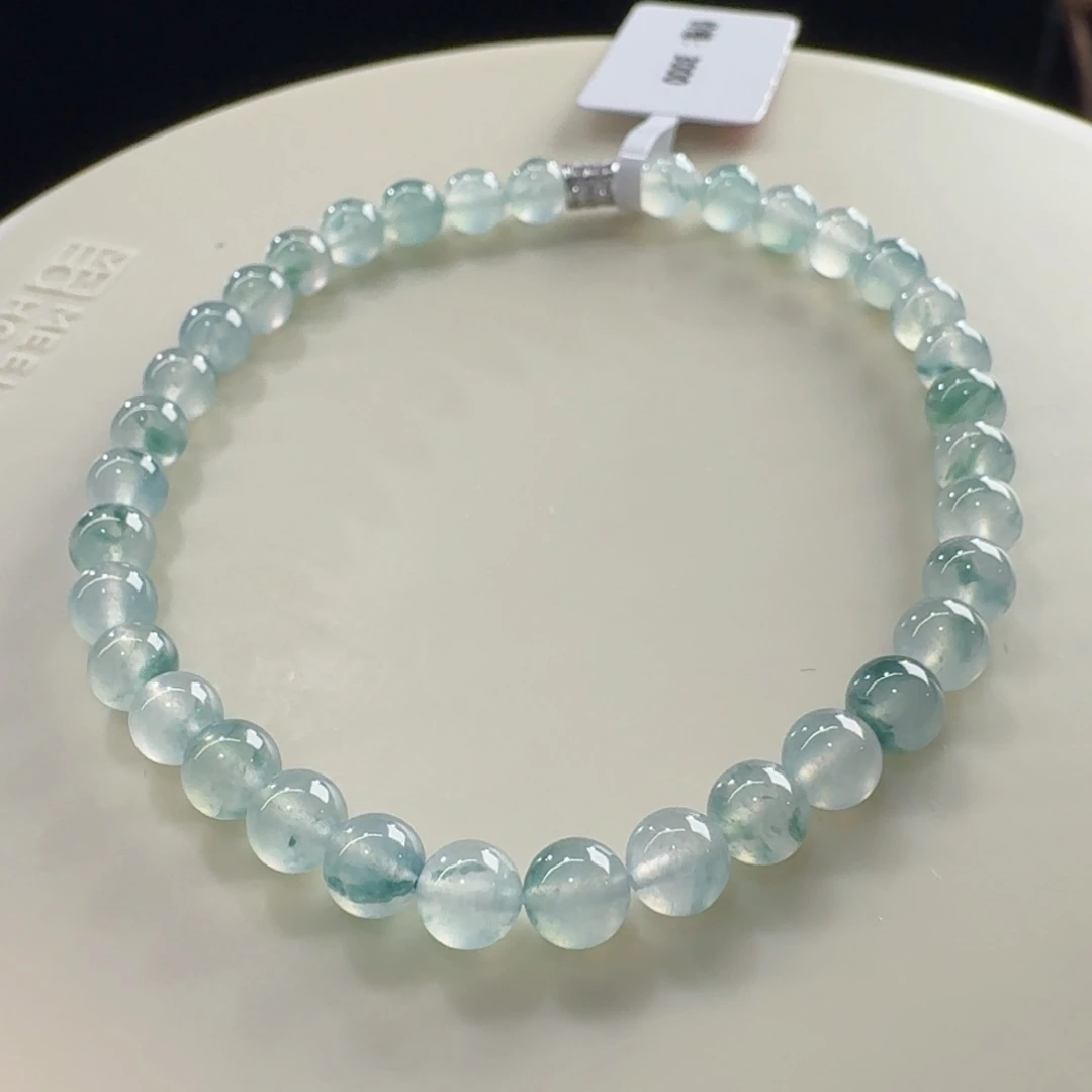 翡翠未镶嵌手链冰蓝飘花单圈卡4.8mm