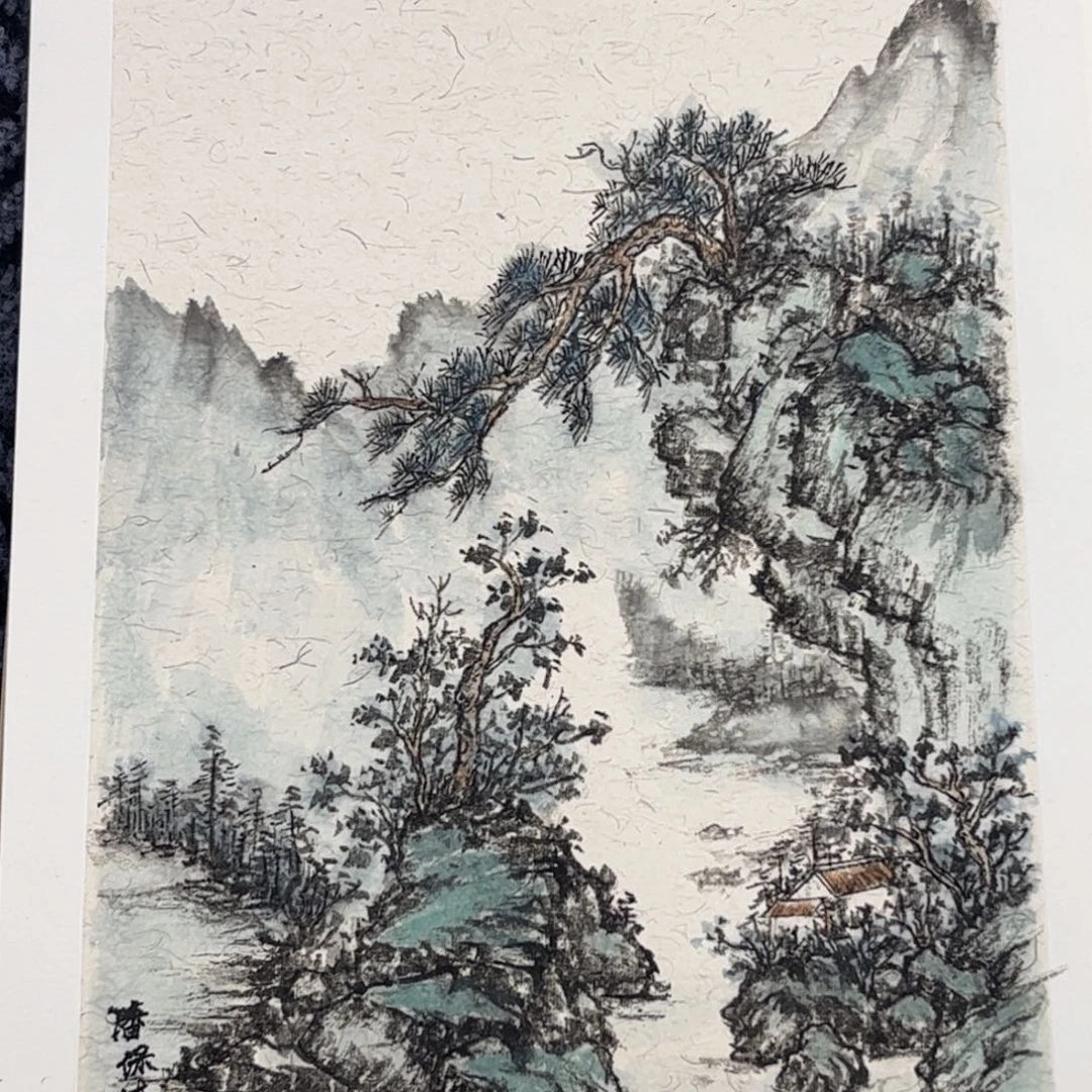 国画硬卡山水作品