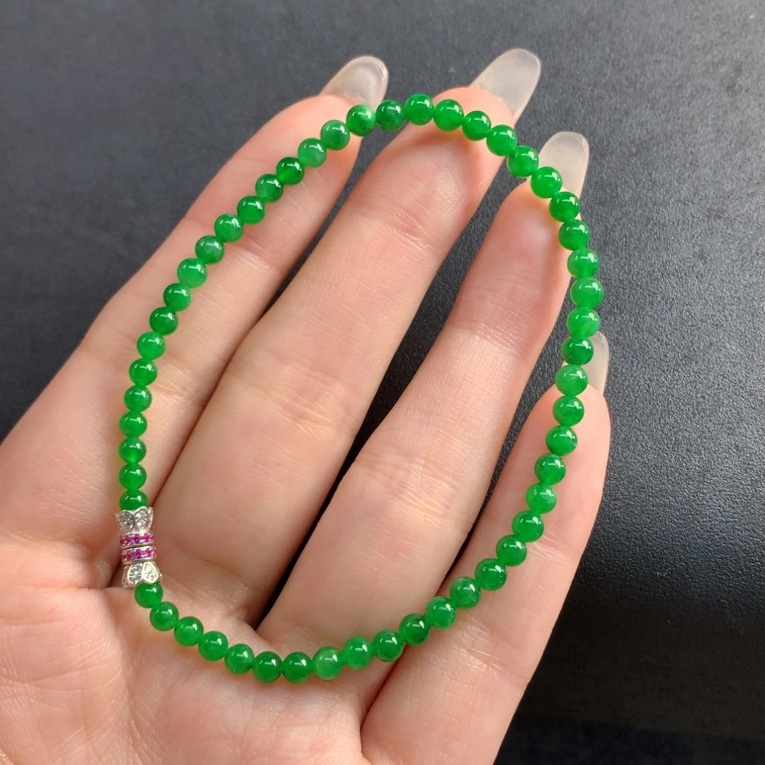 翡翠裸石大卡4小卡3.5珠串