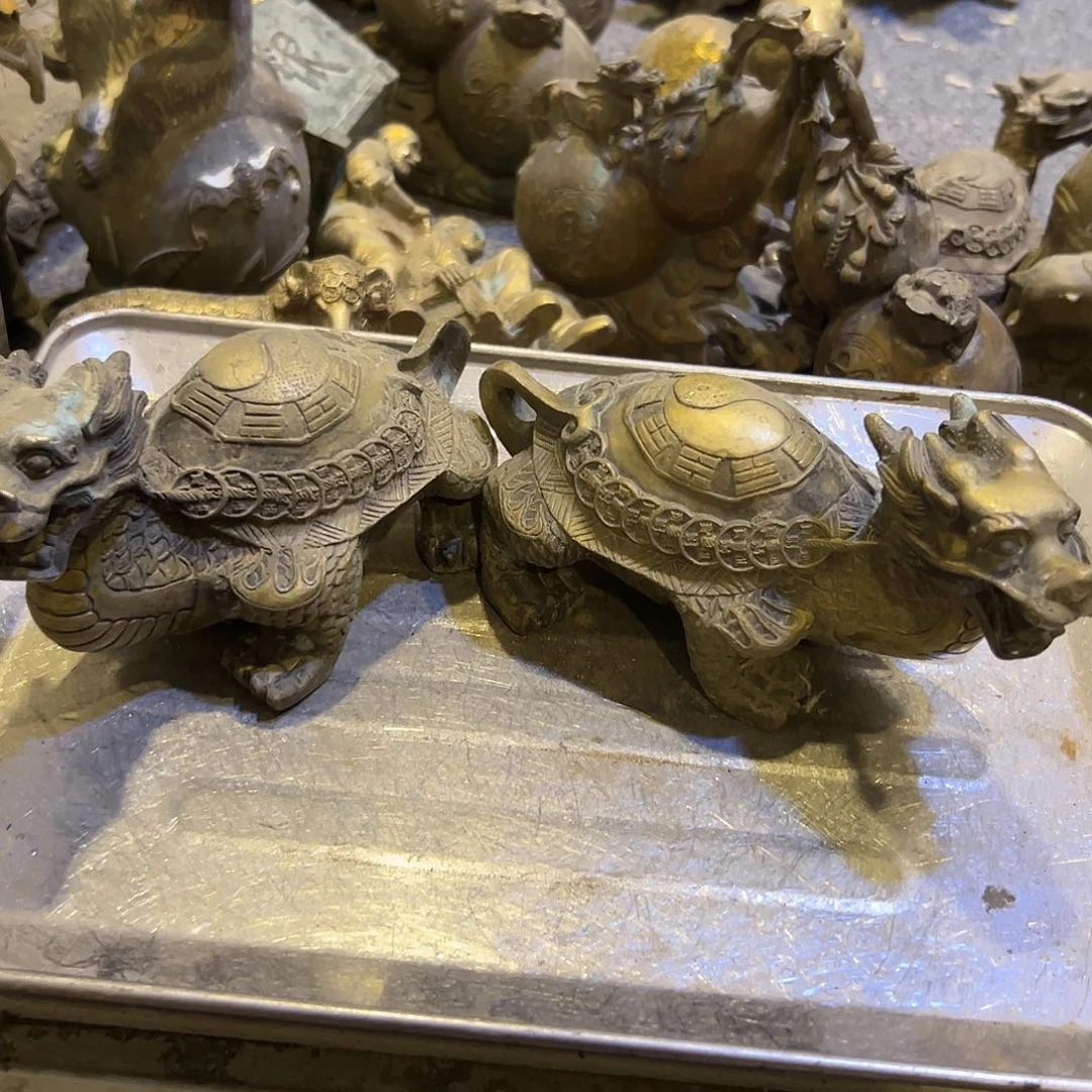 落***痕黄铜摆件，文房摆件工艺品