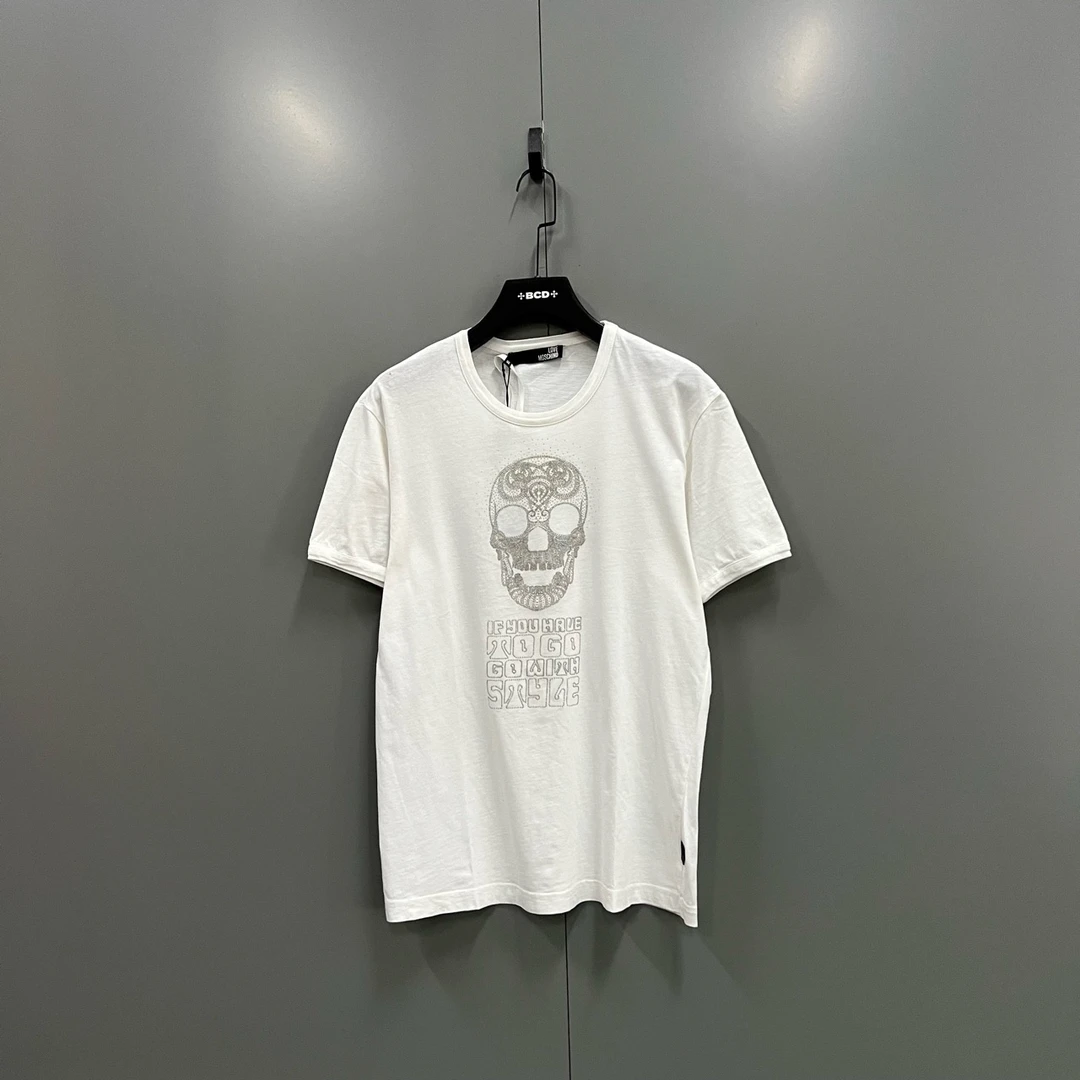 95新 Moschino/莫斯奇诺 717 011572 莫斯奇诺 骷髅印花短袖 XL码