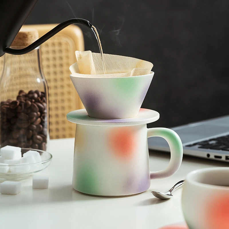 2025新款特别好看的渐变小众精致陶瓷马克杯咖啡杯创意手冲咖啡杯