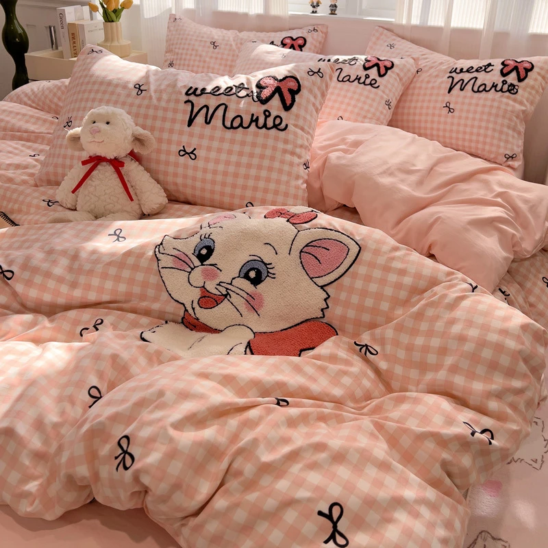 {可爱猫咪}100%水洗棉四件套2025新款卡通款贴布绣