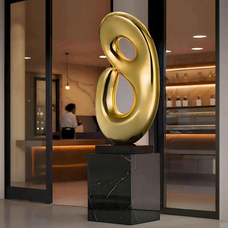 八方来财电镀创意客厅玄关酒店抽象摆件家居饰品开业办公室工艺品