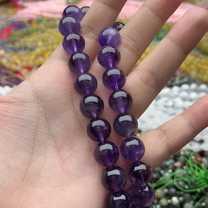 玛瑙/玉髓未镶嵌珠宝半成品一条14mm左右紫晶