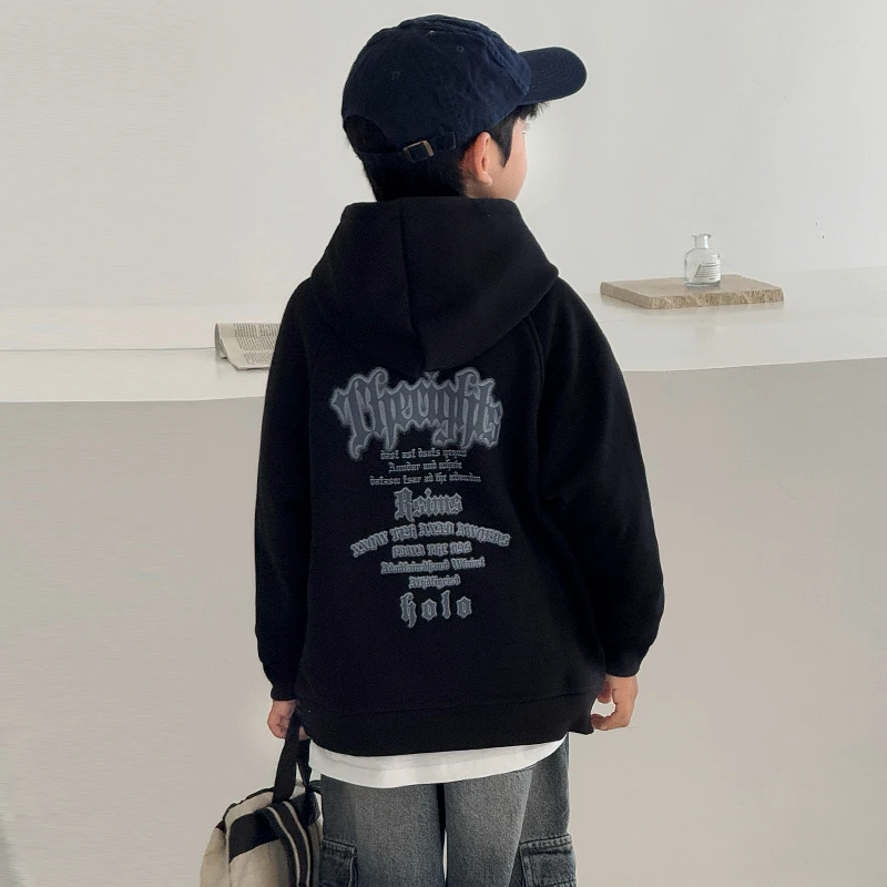 儿童装男童秋装卫衣春秋款2025新款中大童男孩秋季连帽帅气上衣潮