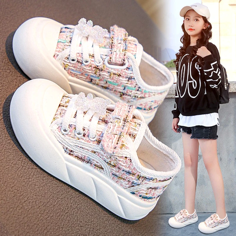 ABC儿童帆布鞋女童鞋2025新款秋季女孩运动鞋中大童休闲百搭板鞋