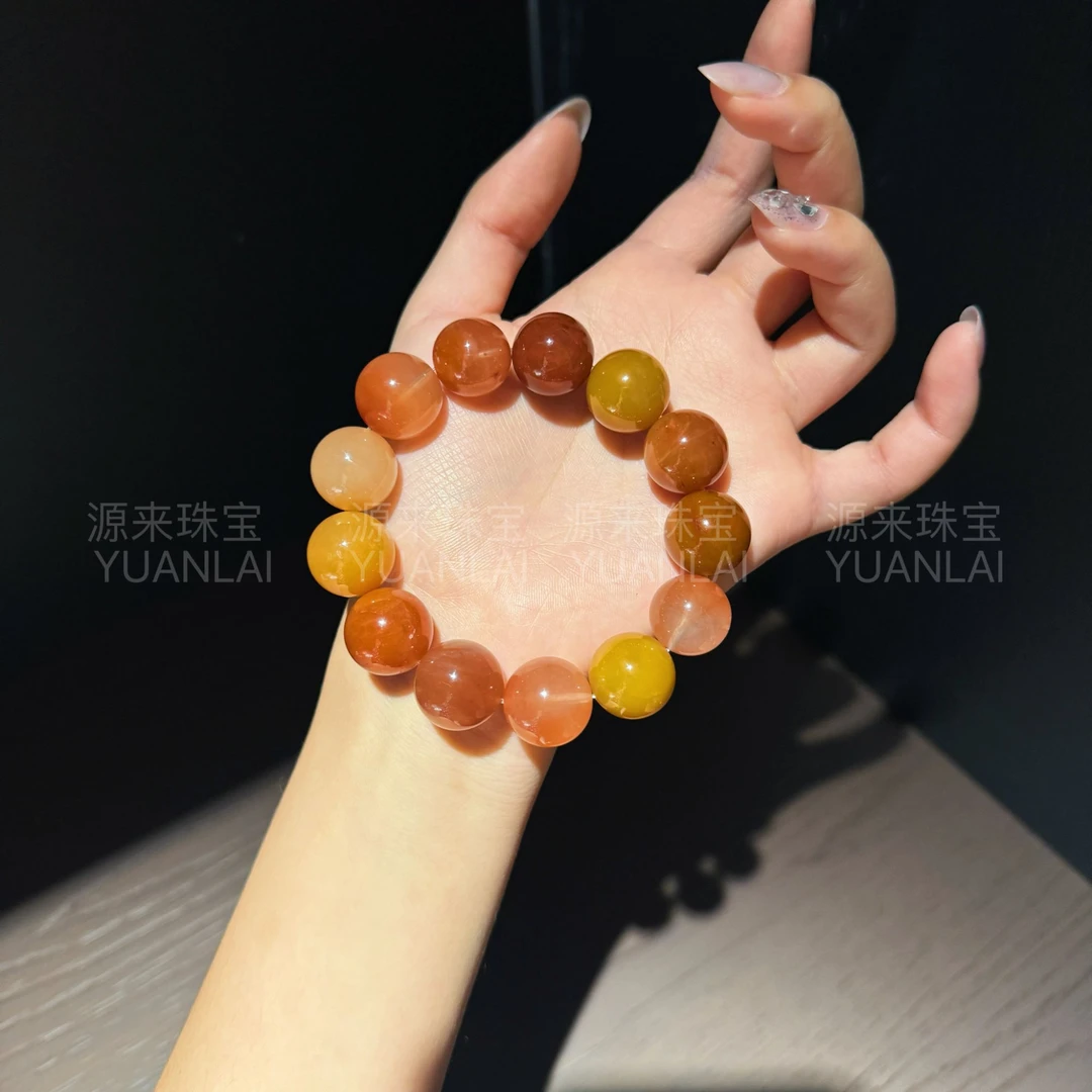 *乌木玫瑰*天然红兔毛水晶手串