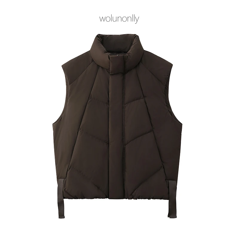 冬季90绒小众设计简约时尚短款立领白鸭绒羽绒马甲男无袖男女同款