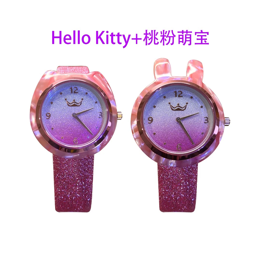 【Hello Kitty+桃粉萌宝】个性女表卡通潮流女士女款防水学生儿童