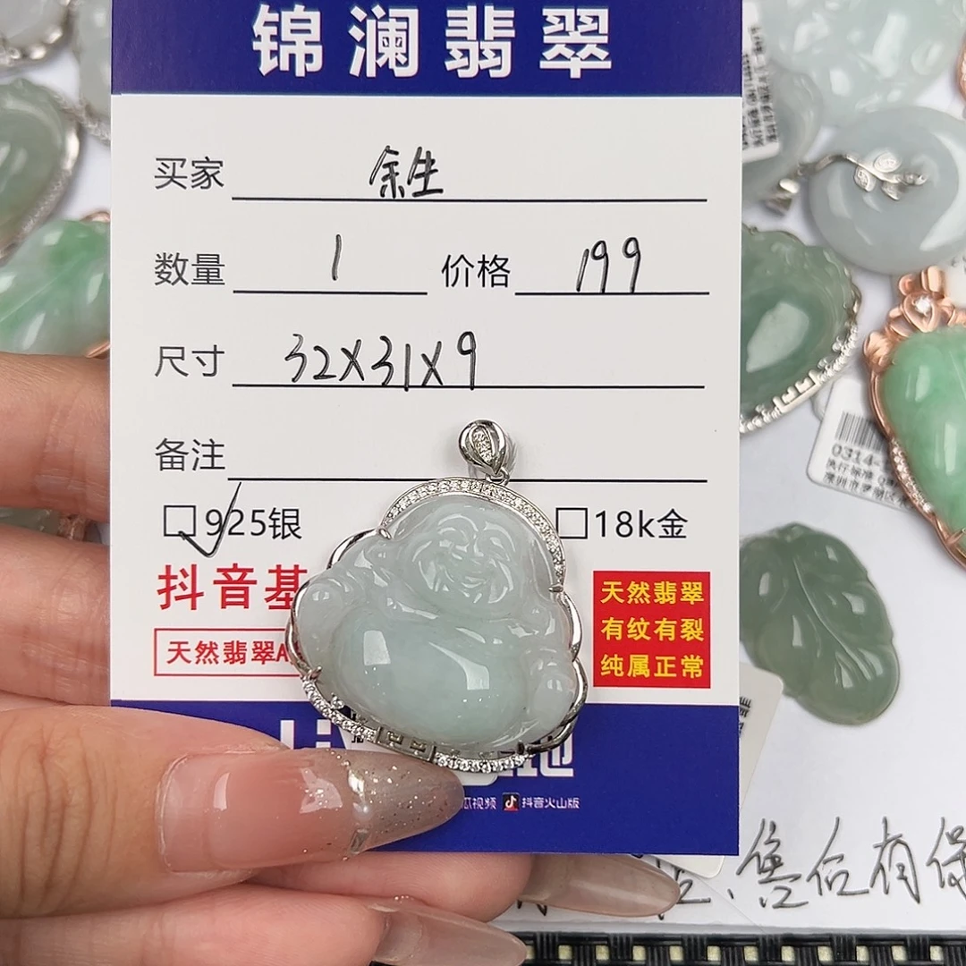 余***己翡翠银S925镶嵌颈饰