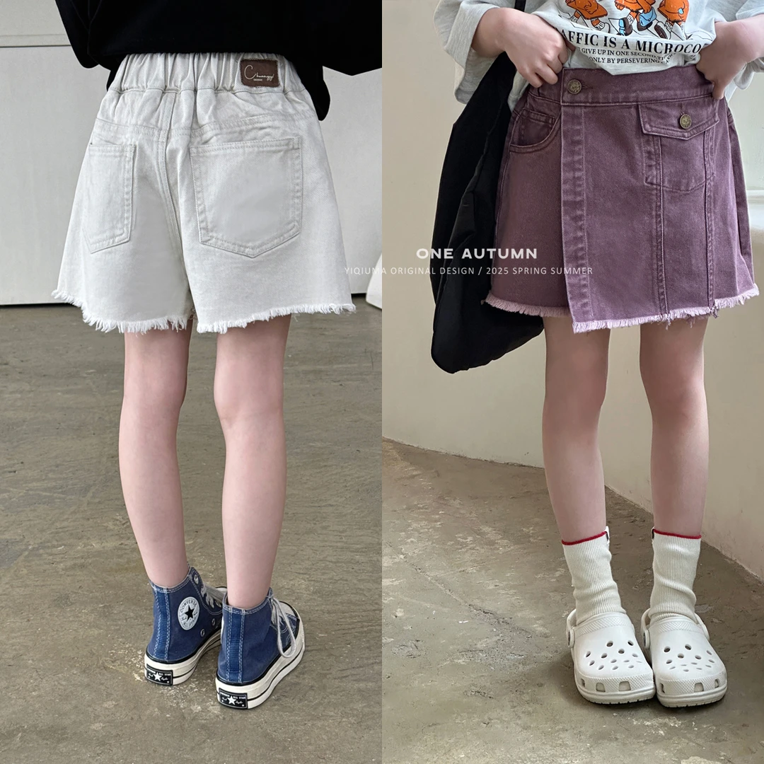 现货「麦麦秋.MAIMAIQIU」【乌梅子酱】假两件牛仔裤裙女夏GX944