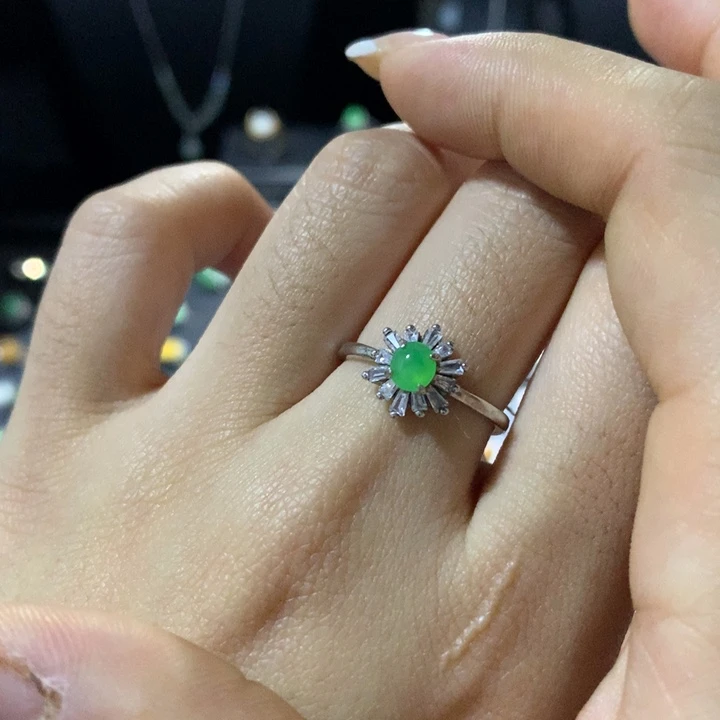 翡翠银S925镶嵌戒指