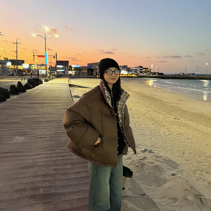 KEEP KAPU靠谱【英伦巧克力】加厚格纹拼色羽绒服KP24726