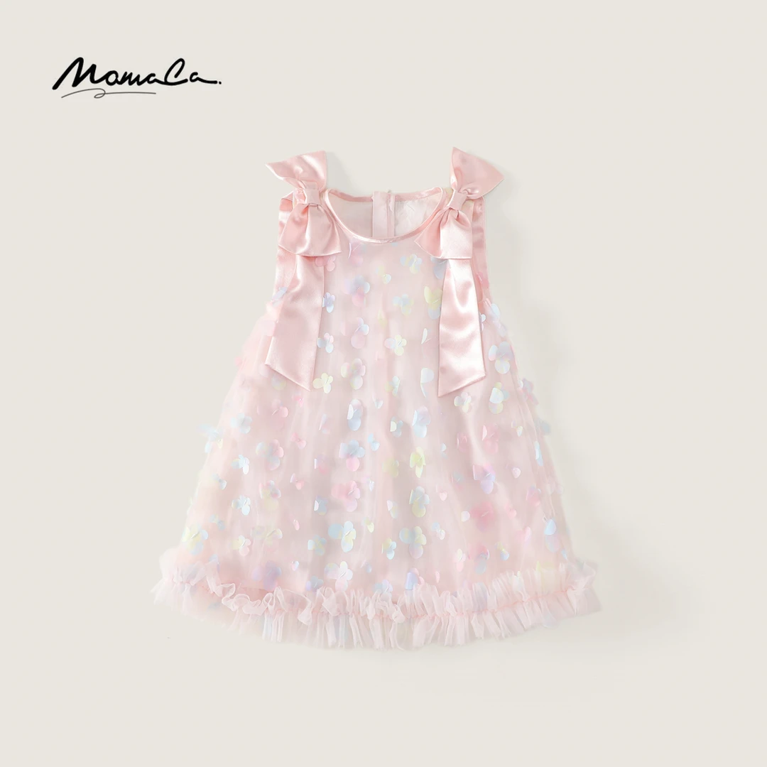 MOMOCO女童夏季公主裙2025新款洋气甜美蝴蝶连衣裙77620477028