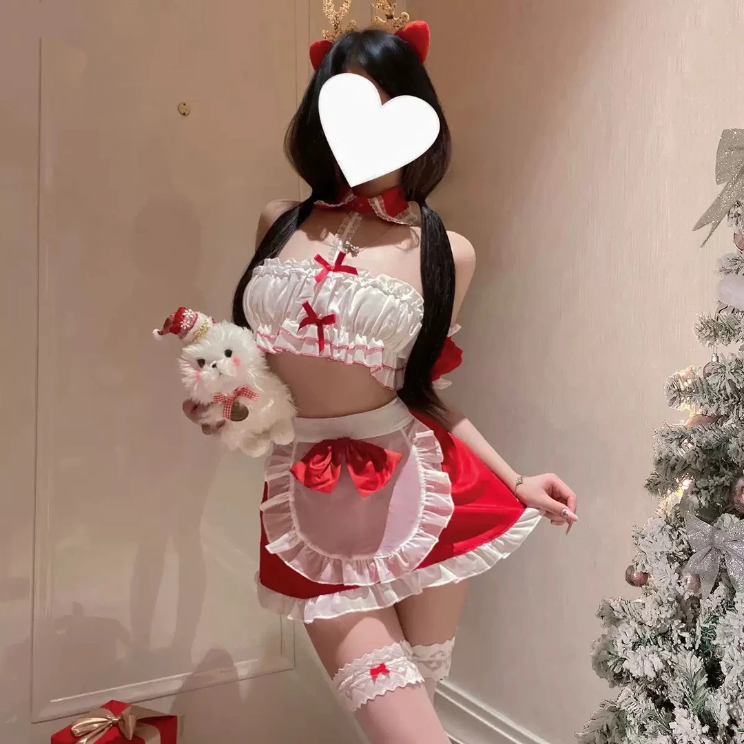 *小鹿乱撞*红色cos女仆纯欲套装【伍月柒号！no退no换】