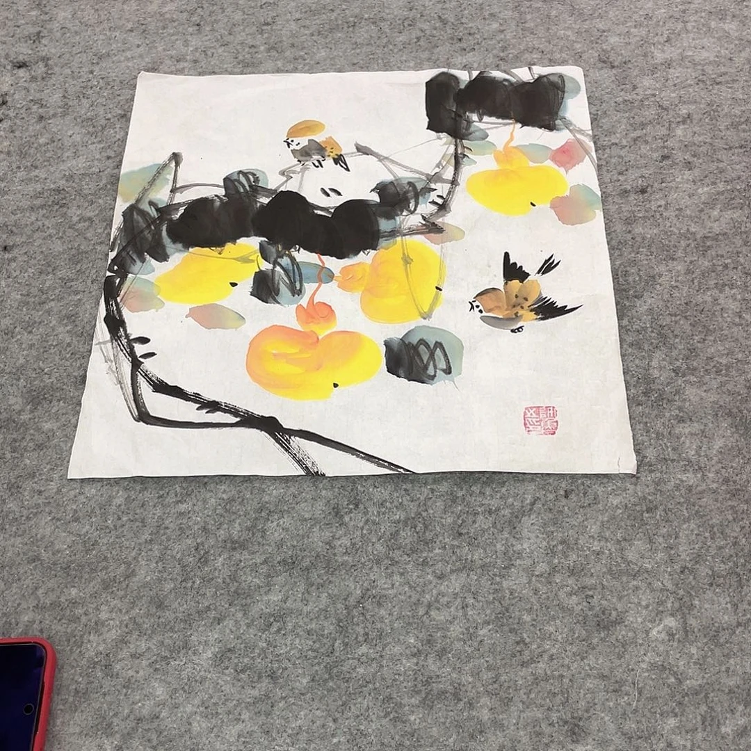 书法纯手绘山水花鸟