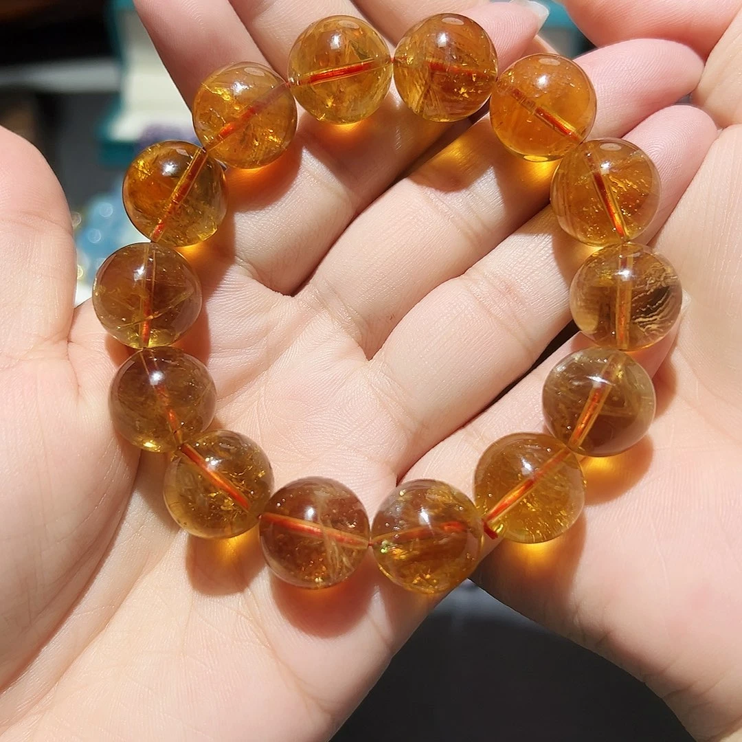 未镶嵌手链水晶巴西暴力黄15毫米38号