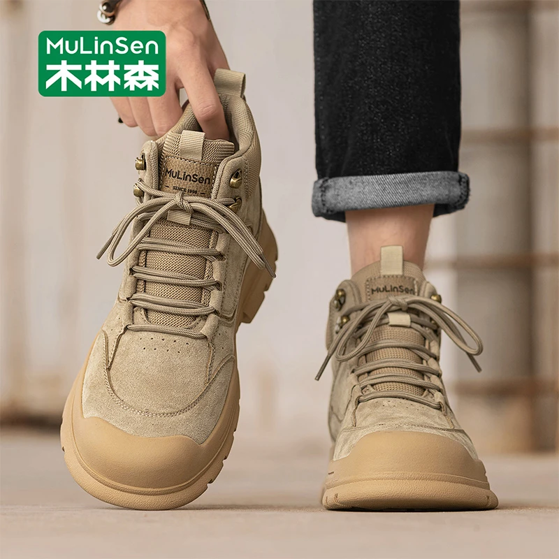 木林森马丁靴男款秋季户外运动休闲高帮男鞋沙漠作战复古工装靴子