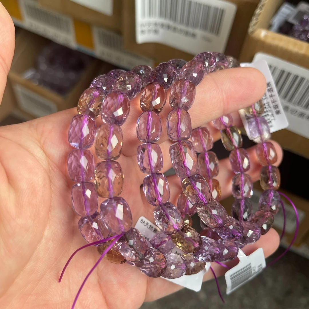 8A天然紫黄晶切面桶珠手链多样性发一