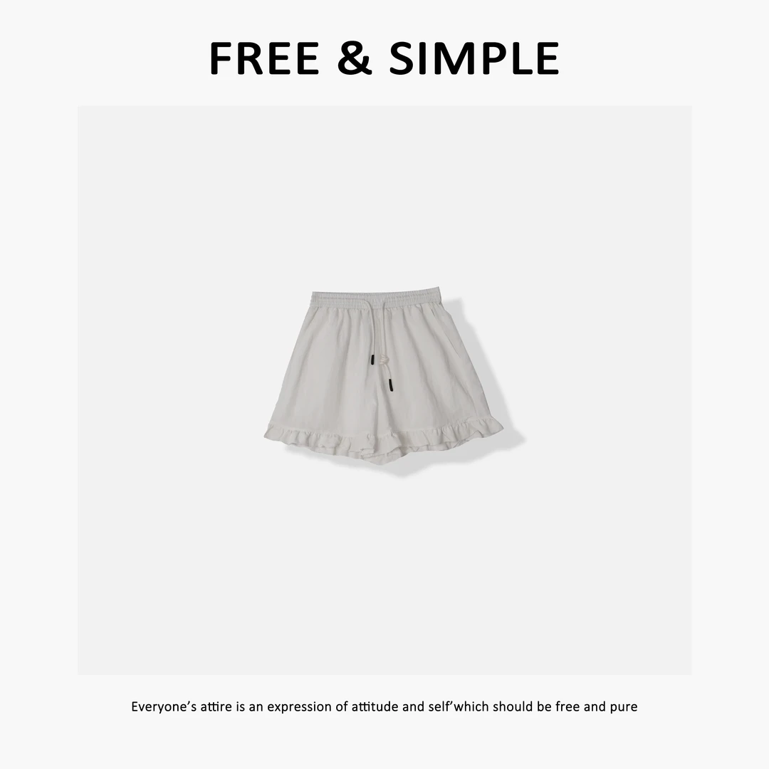 Free&Simple-‘漫漫盛夏’极简风小众设计感松紧腰花苞短裤-36321