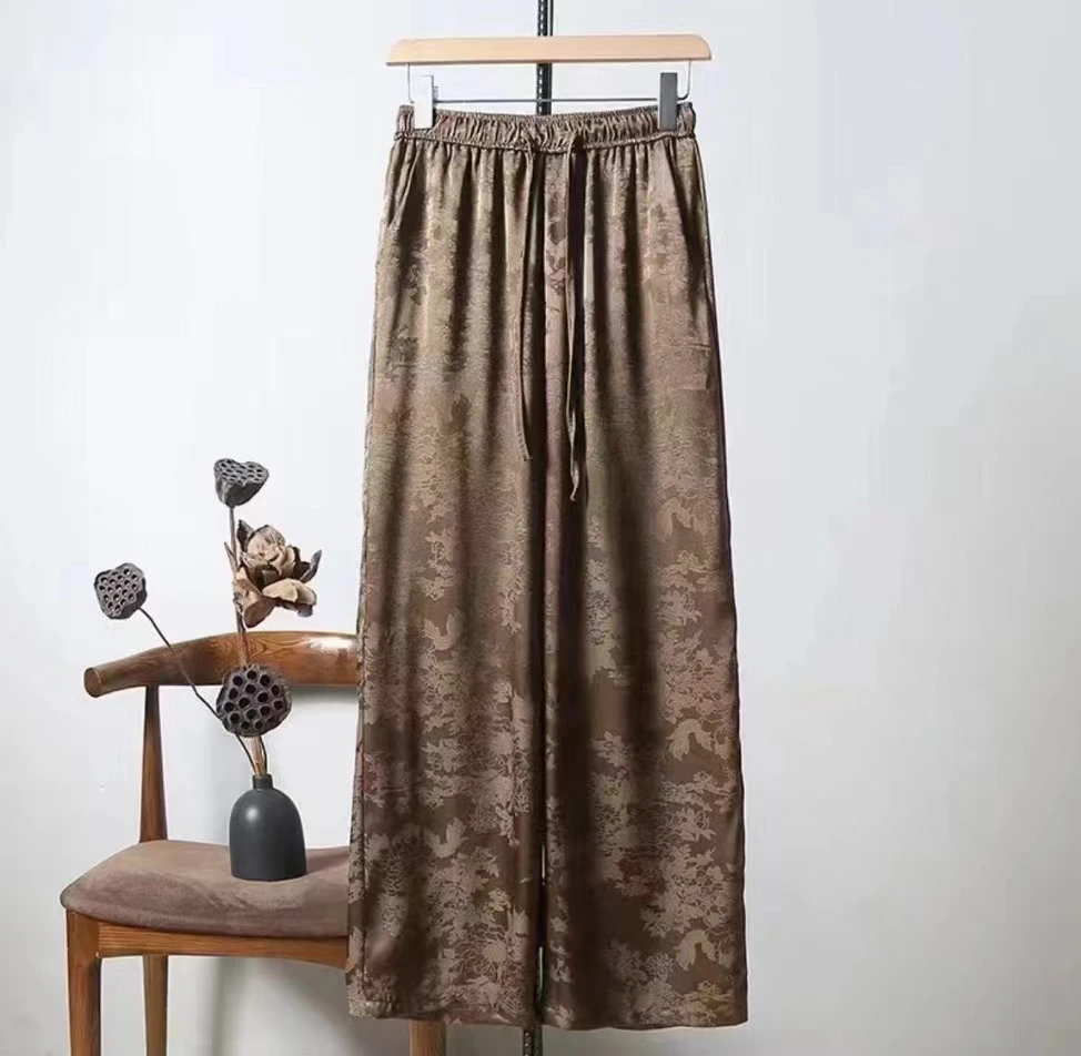 瑞·春夏新款桑蚕丝抽绳阔腿裤（YN3-002）