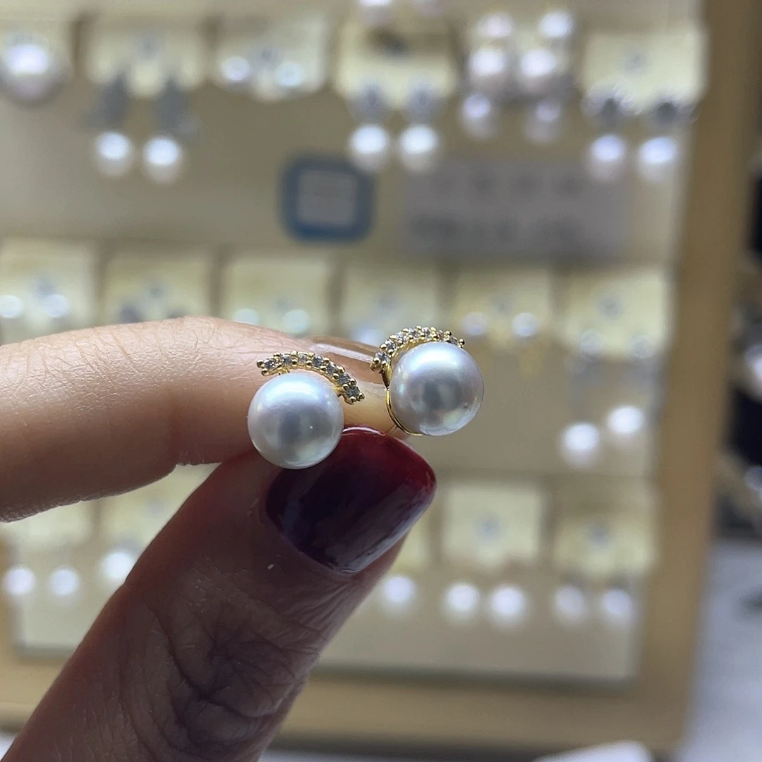 耳饰海水珍珠银S925镶嵌