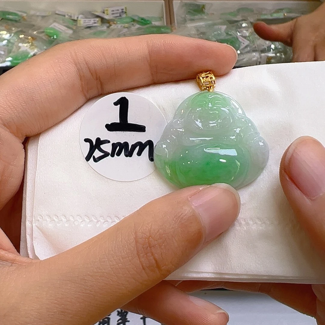 翡翠18K金镶嵌吊坠(不含链)翡翠