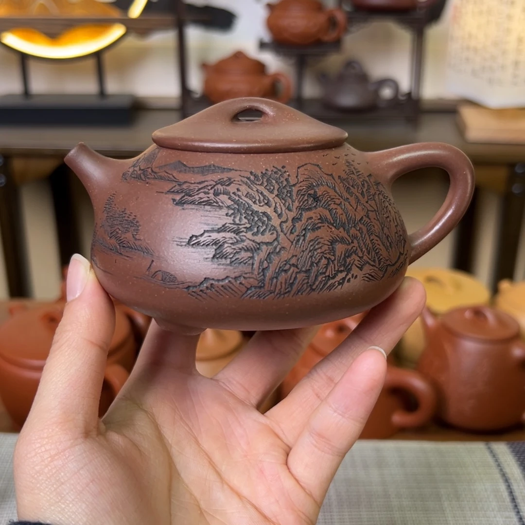 段泥茶壶紫砂壶景舟石瓢紫泥250cc