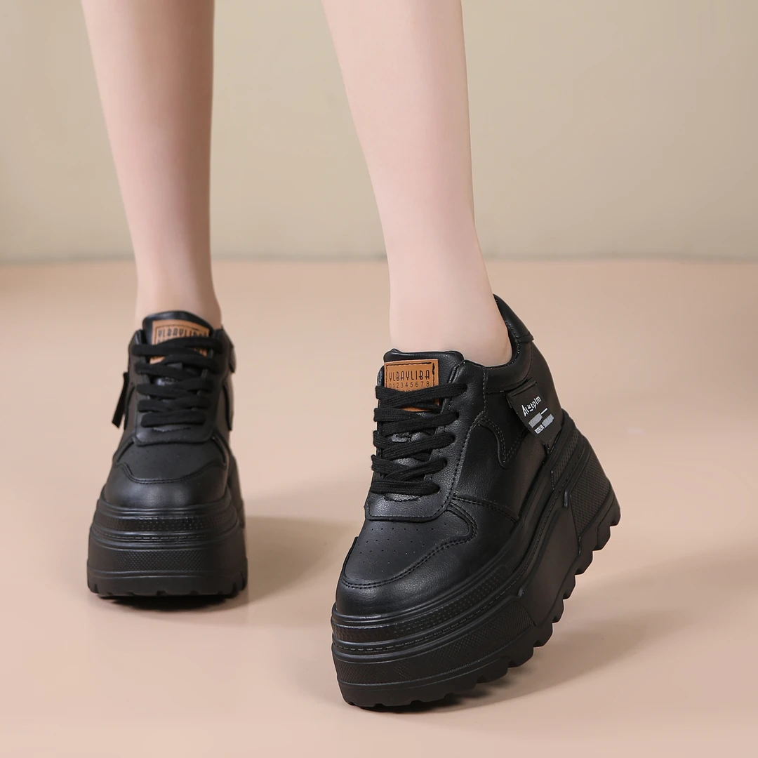 【10-12CM】内增高小白鞋超高跟松糕厚底女鞋秋冬新款小个子休闲鞋