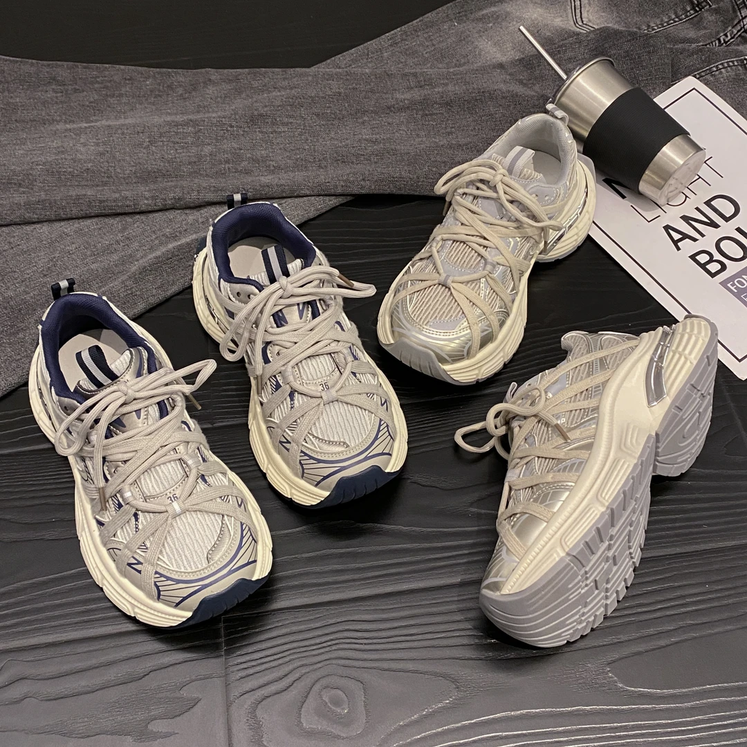 贾不假复古老爹鞋女款2025春季新款运动鞋学生厚底百搭轻便跑步鞋