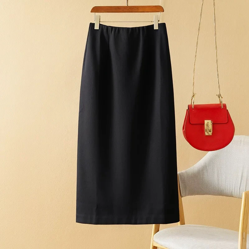 2025春新款时尚百搭休闲西装裙中长款高腰开叉半身显瘦裙包臀裙