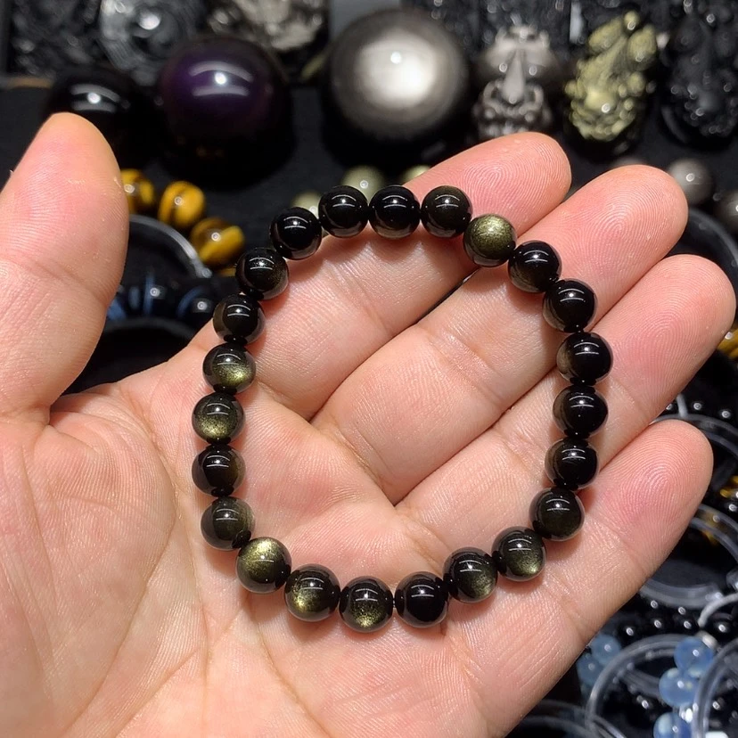 【闪购商品】黑曜岩珠宝奇石未镶嵌瑶*8毫米