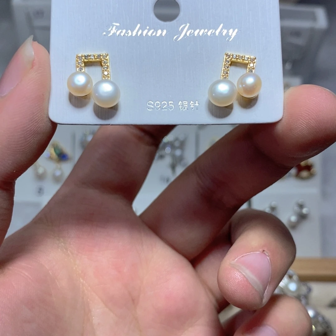淡水珍珠耳饰银S925镶嵌