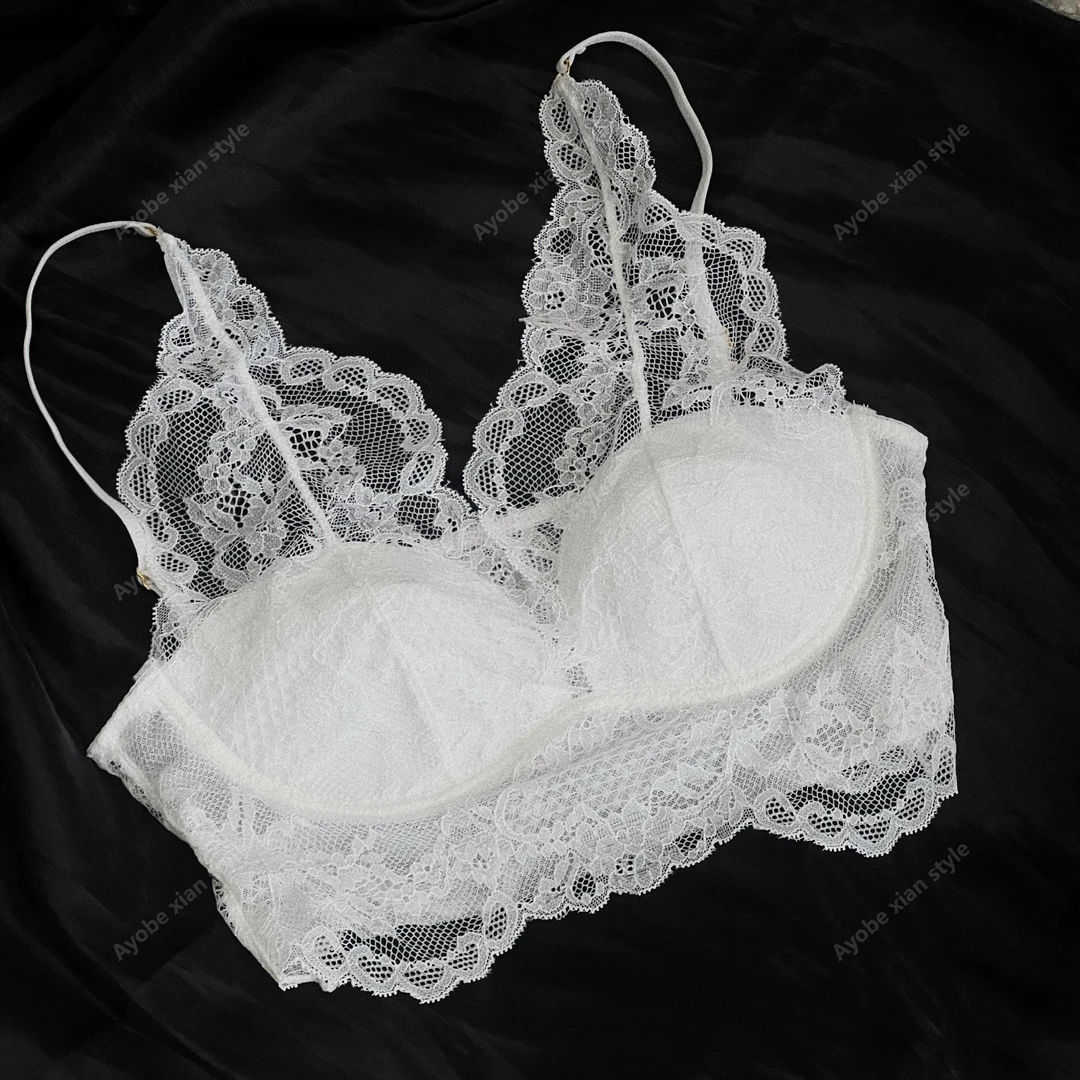 AYOBE小贤/高级蕾丝美背  蕾丝刺绣印花性感无钢圈背心式叠穿内衣