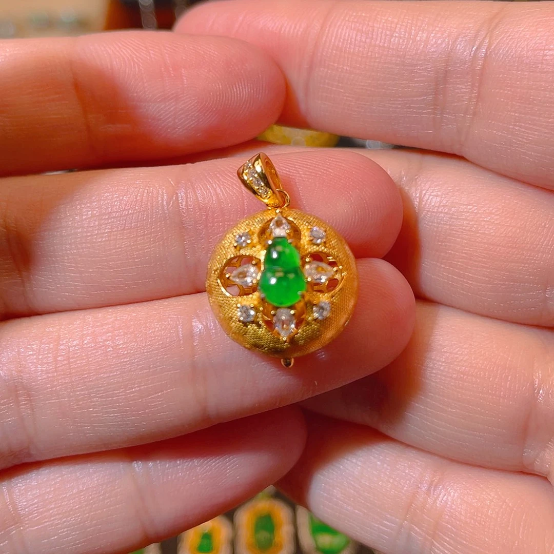 翡翠银S925镶嵌吊坠(不含链)