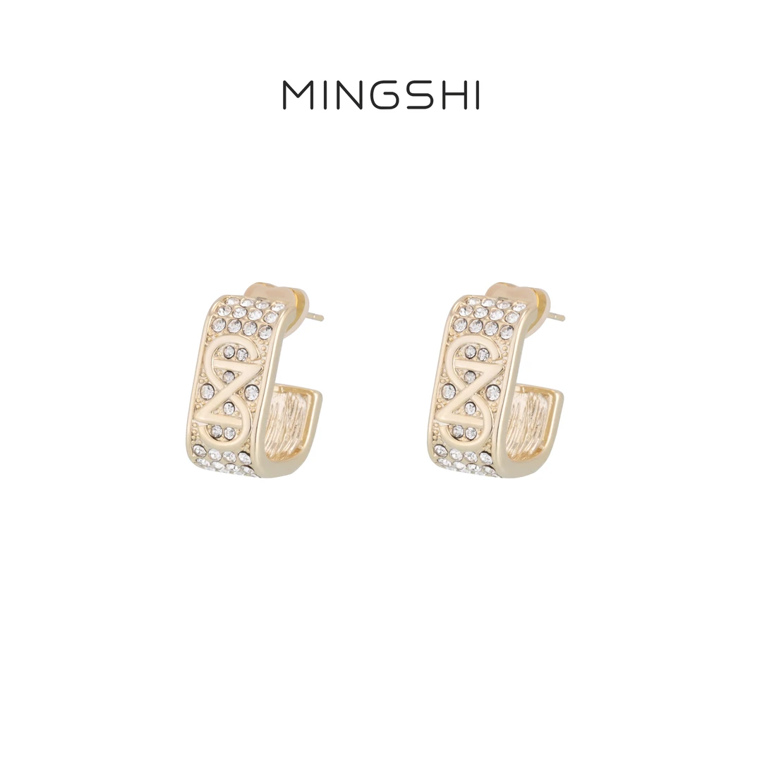 名式 铜合金合成锆石耳饰 法式百搭小众设计气质几何耳环DR046