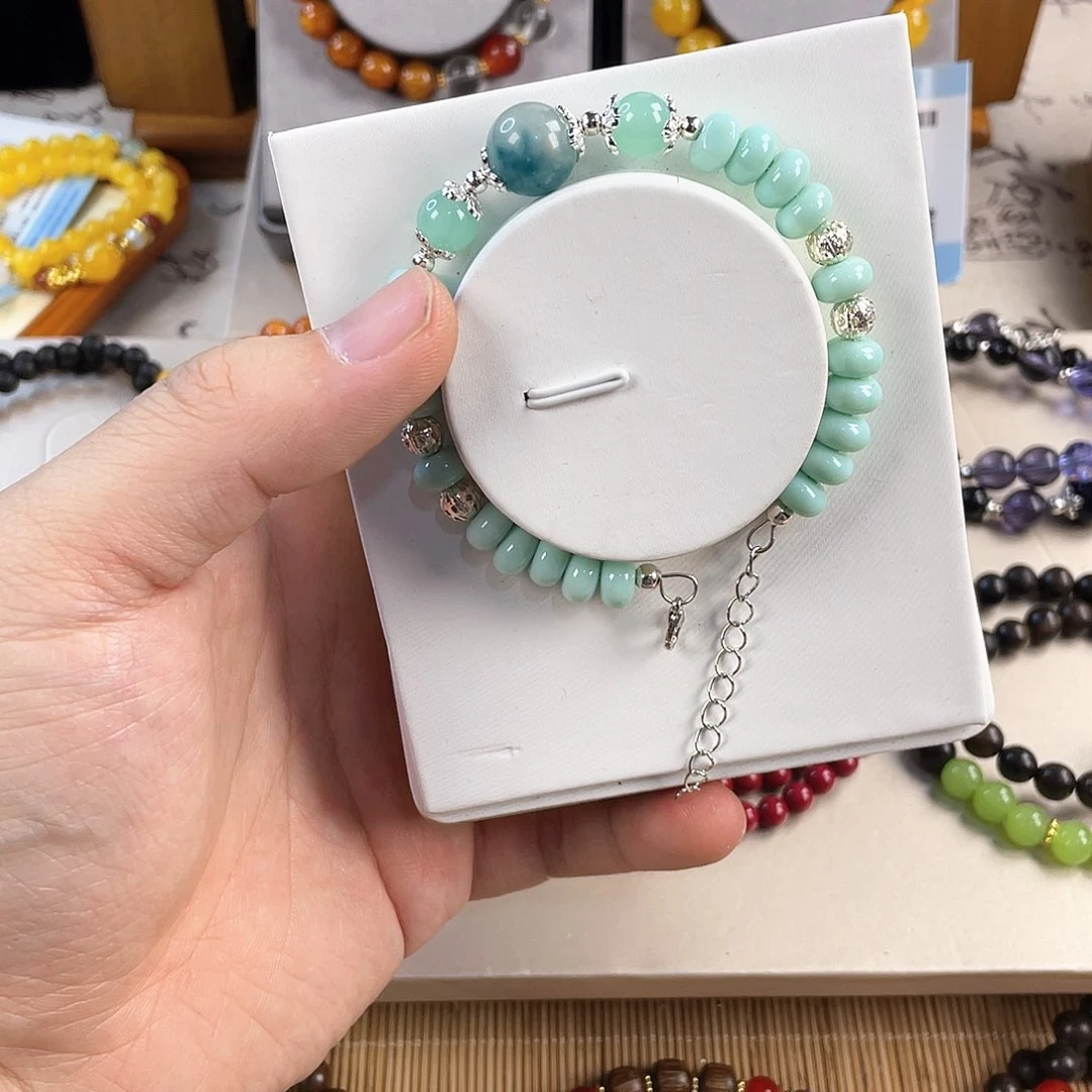 绿松石手饰银S925镀金镶嵌