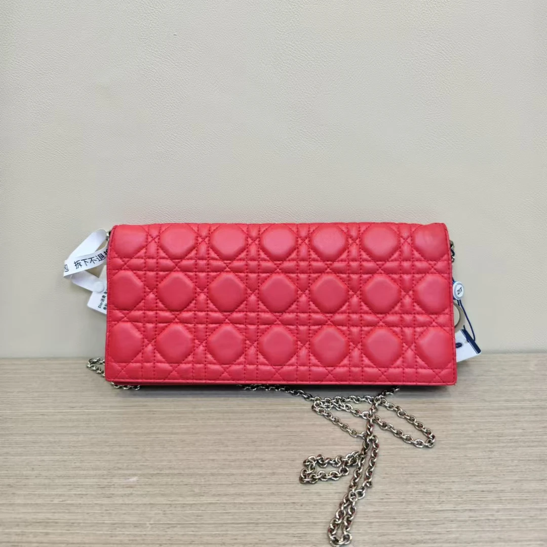 95新 DIOR/迪奥 Dior迪奥 羊皮红色七格链条包