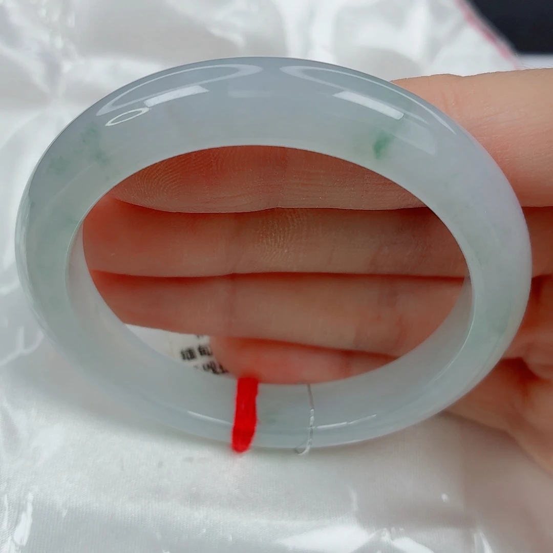 翡翠未镶嵌手镯51.8正圈，冰胶淡粉底，强推，034